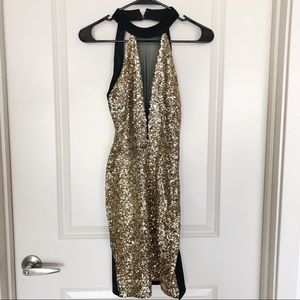 Club8 backless gold dress, NWOT, London brand